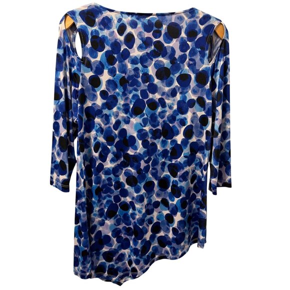 Nygard Blouse Sz S Blue Asymmetrical Hem Tunic Top 3/4 Sleeves Blouse - Picture 10 of 12